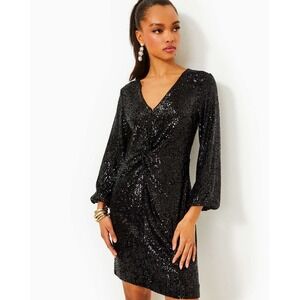 LILLY PULITZER  ESTRELLA SEQUIN DRESS Black LBD GLAM Girly Sz 0 NWT Sold Out NYE